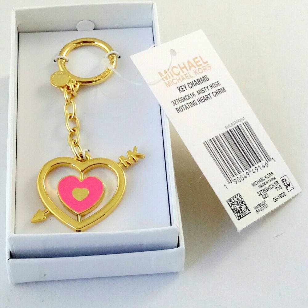 Michael Kors Rotating Heart Charm Key Chain NWT