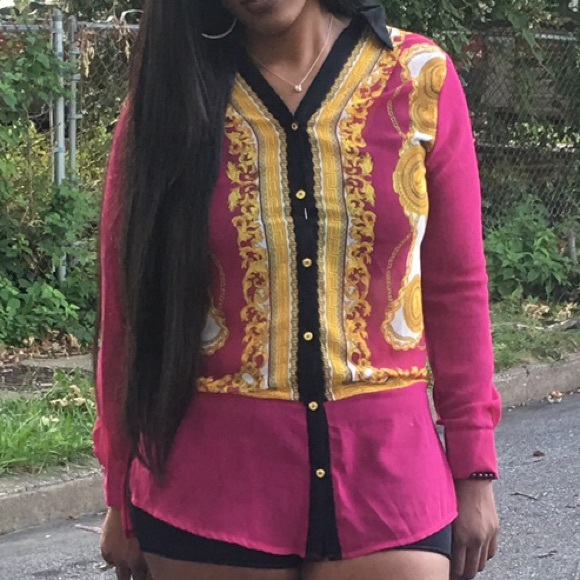 Jewel print button up shirt size L - Picture 3 of 3