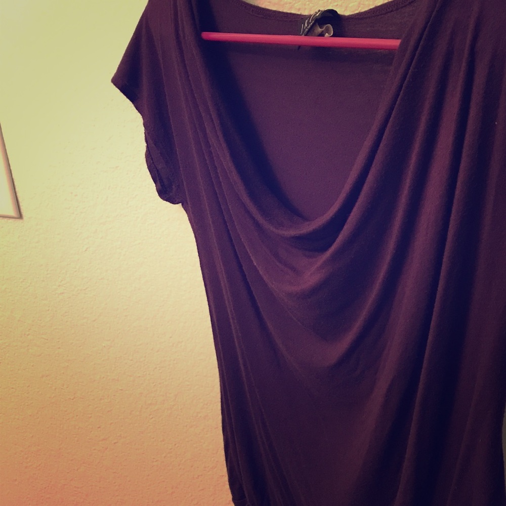Elegant waterfall draped-neck top