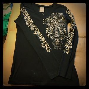 Vocal Long Sleeve Black Fitted Blouse