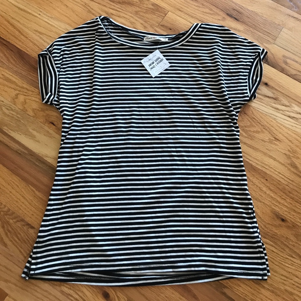 Wila's Heart & Hips Black White Striped Top