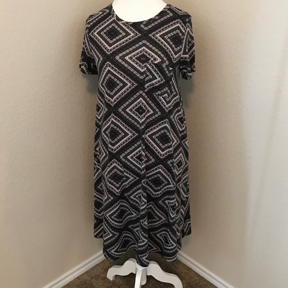 LulaRoe Carly dress Small black & gray
