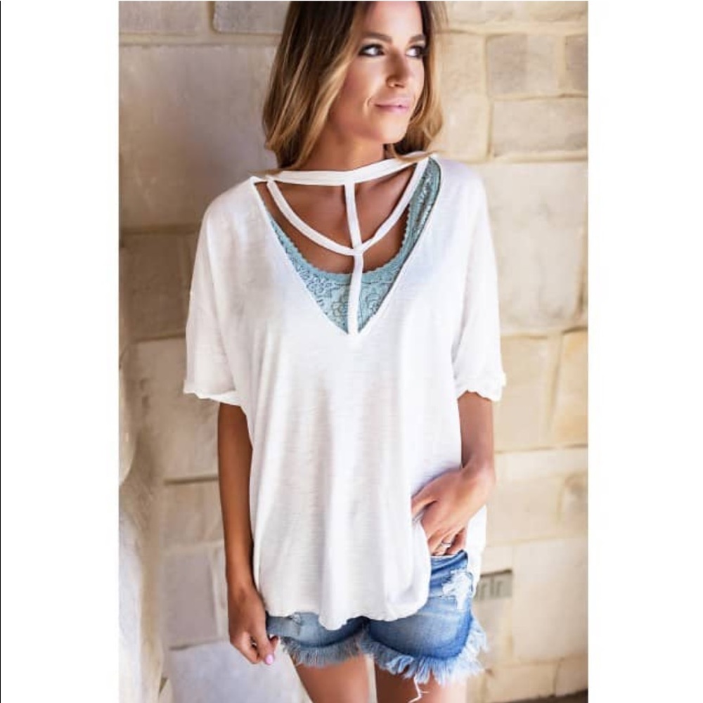 Ivory cut out tee