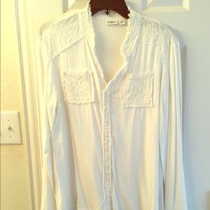 White Shirt with Lace Detail - NWOT