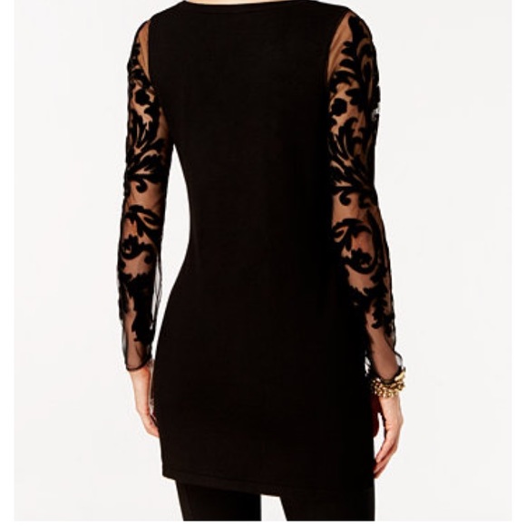 NWT Black Dress with Lace Sleeves - Picture 2 of 3
