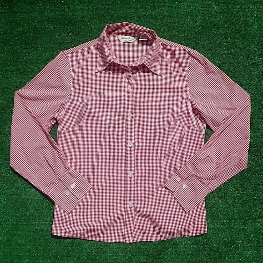 Eddie Bauer fitted button-down plaid shirt