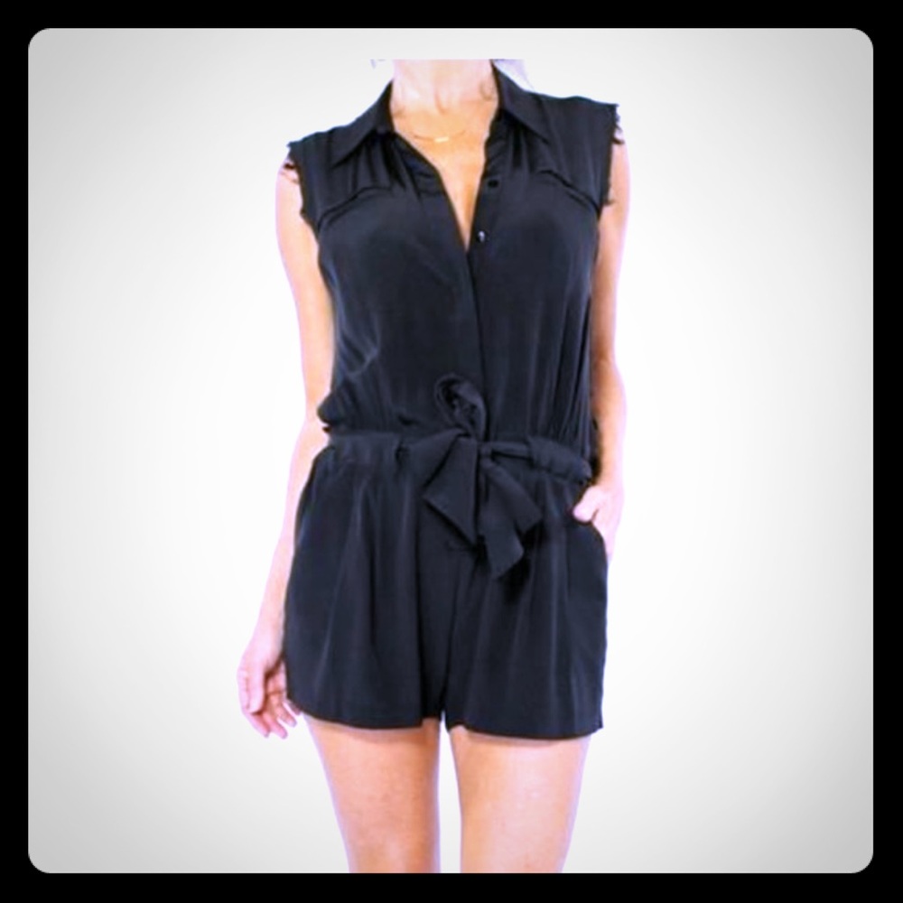 100% Silk Black Romper by Jamison