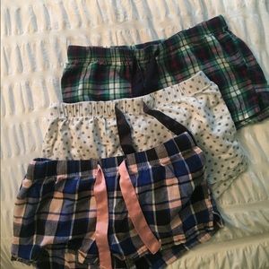 Old Navy flannel pj shorts, lot of 3