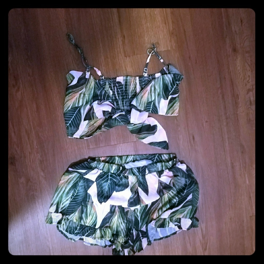 Smocked Top With Ruffles Shorts