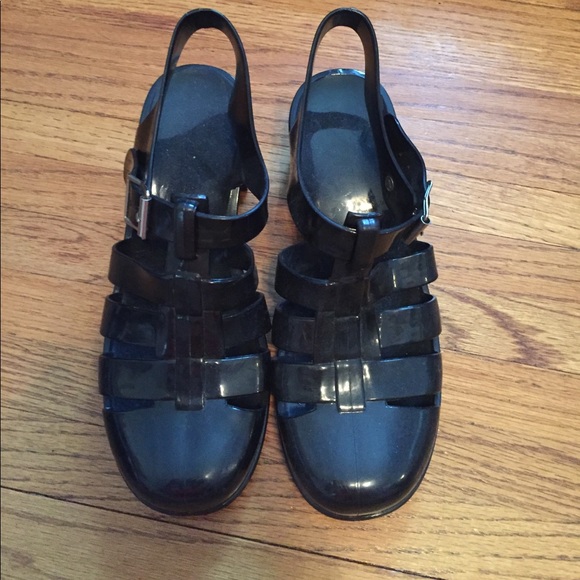 Boohoo Shoes - Black Gel Clog Sandals Boohoo Shoes - Black Gel Clog Sandals
