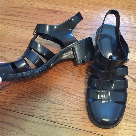 Boohoo Shoes - Black Gel Clog Sandals Boohoo Shoes - Black Gel Clog Sandals