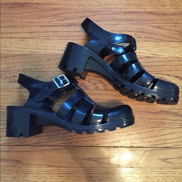 Boohoo Shoes - Black Gel Clog Sandals Boohoo Shoes - Black Gel Clog Sandals