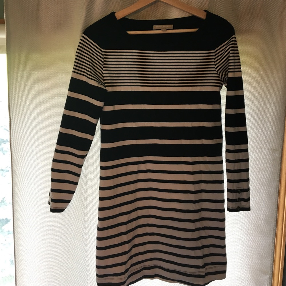 XS Banana Republic Cotton Dress Black/White stripe
