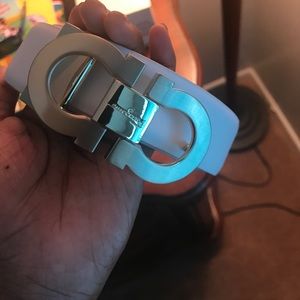 White Ferragamo belt