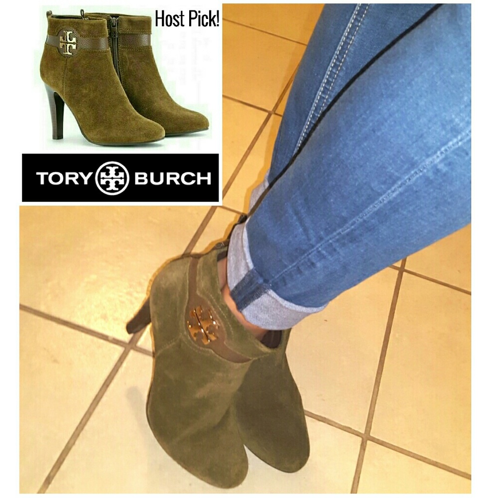 ♨HP!♨Tory Burch Suede Olive Ankle Booties