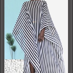 Striped chiffon beach poncho