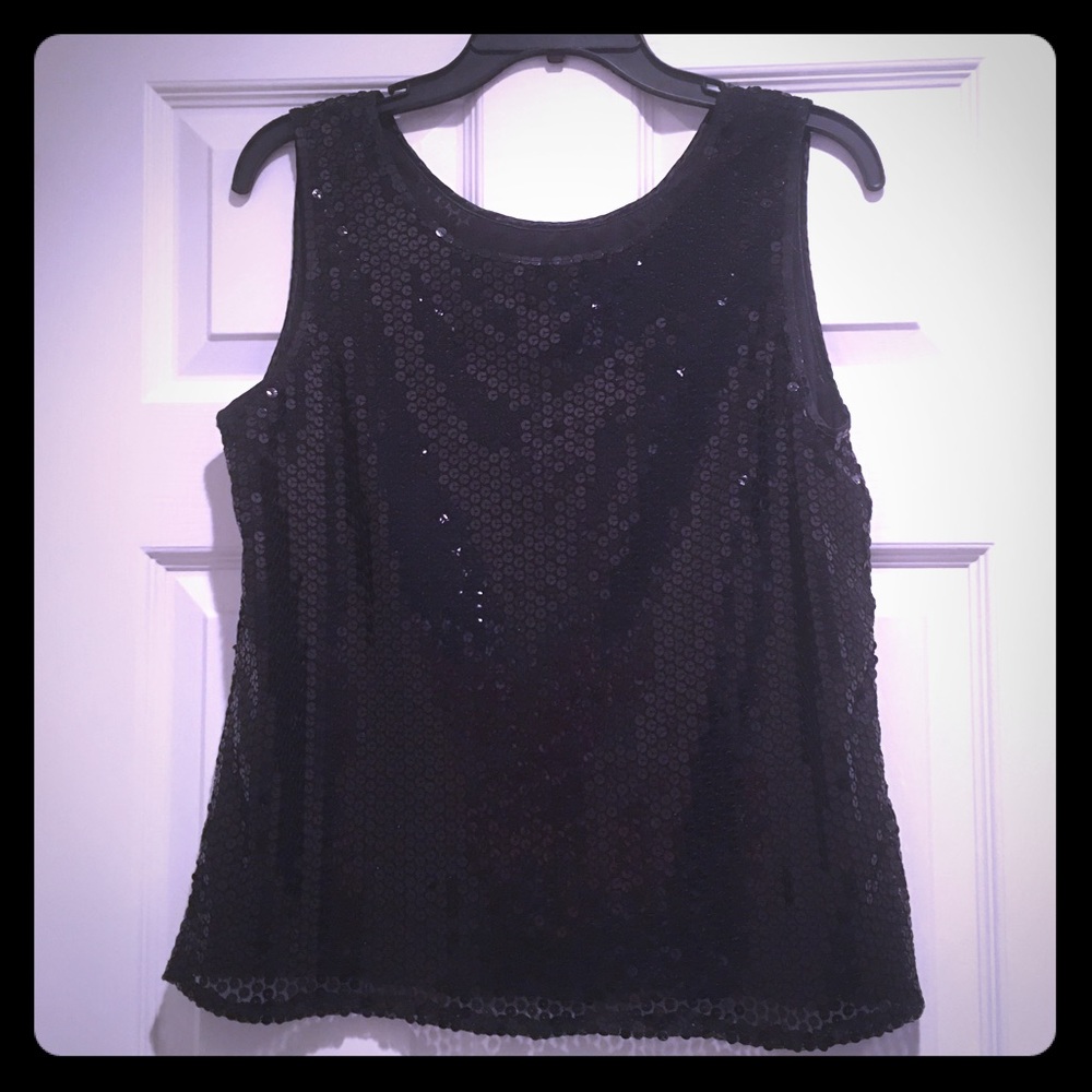 Black sequin sleeveless top