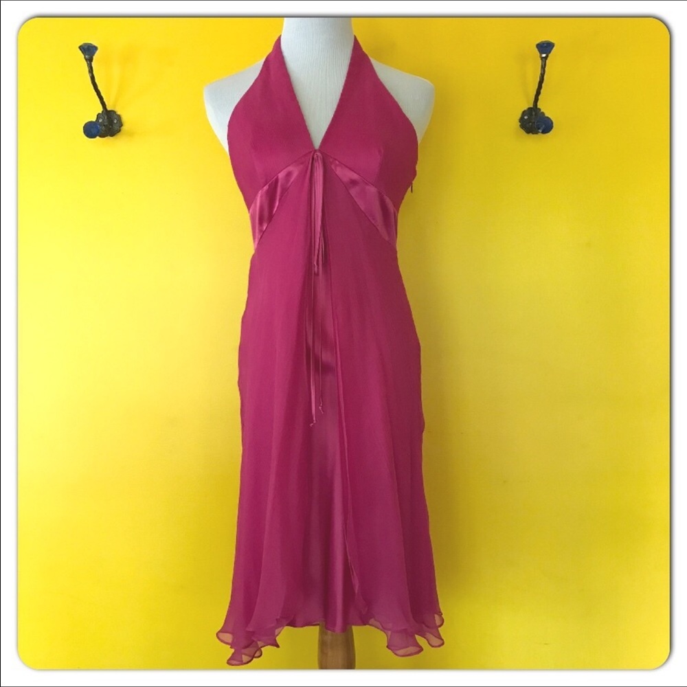 LAUNDRY by Shelli Segal fuchsia halter dress.