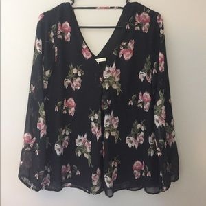Black floral blouse