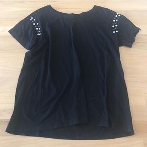 Black Tee with embellished Sleeves