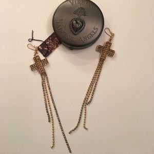 Virgin Saint's & Angles Cross Earrings NEW-TAGS