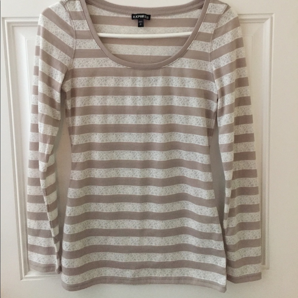 Express Tan and White long sleeve top