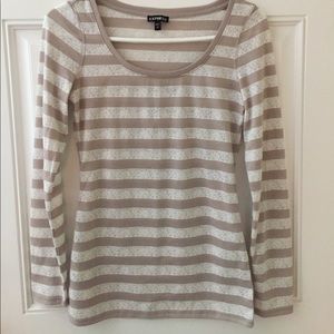 Express Tan and White long sleeve top