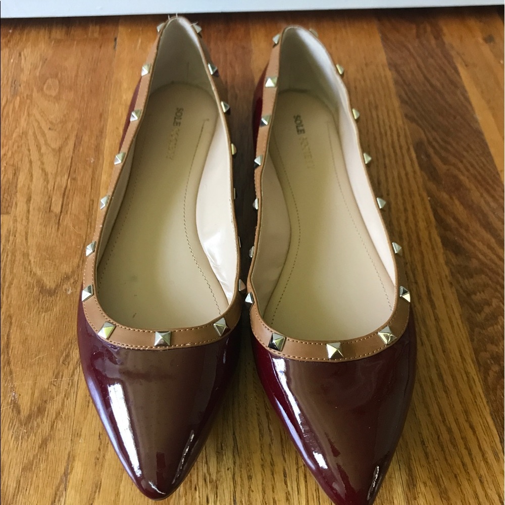 Red patent pointed flats