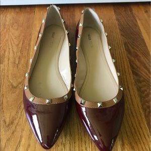 Red patent pointed flats