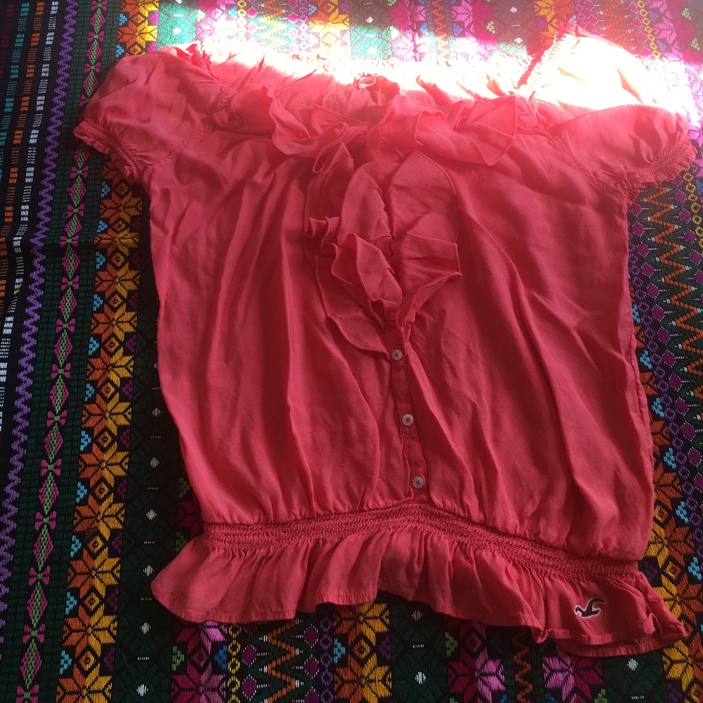 Hollister Coral Ruffle Blouse