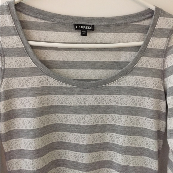 Express Gray and White Long Sleeve Top - Picture 1 of 5