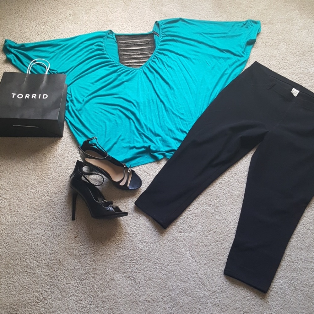 Sexy dolman shirt, strappy stilettos