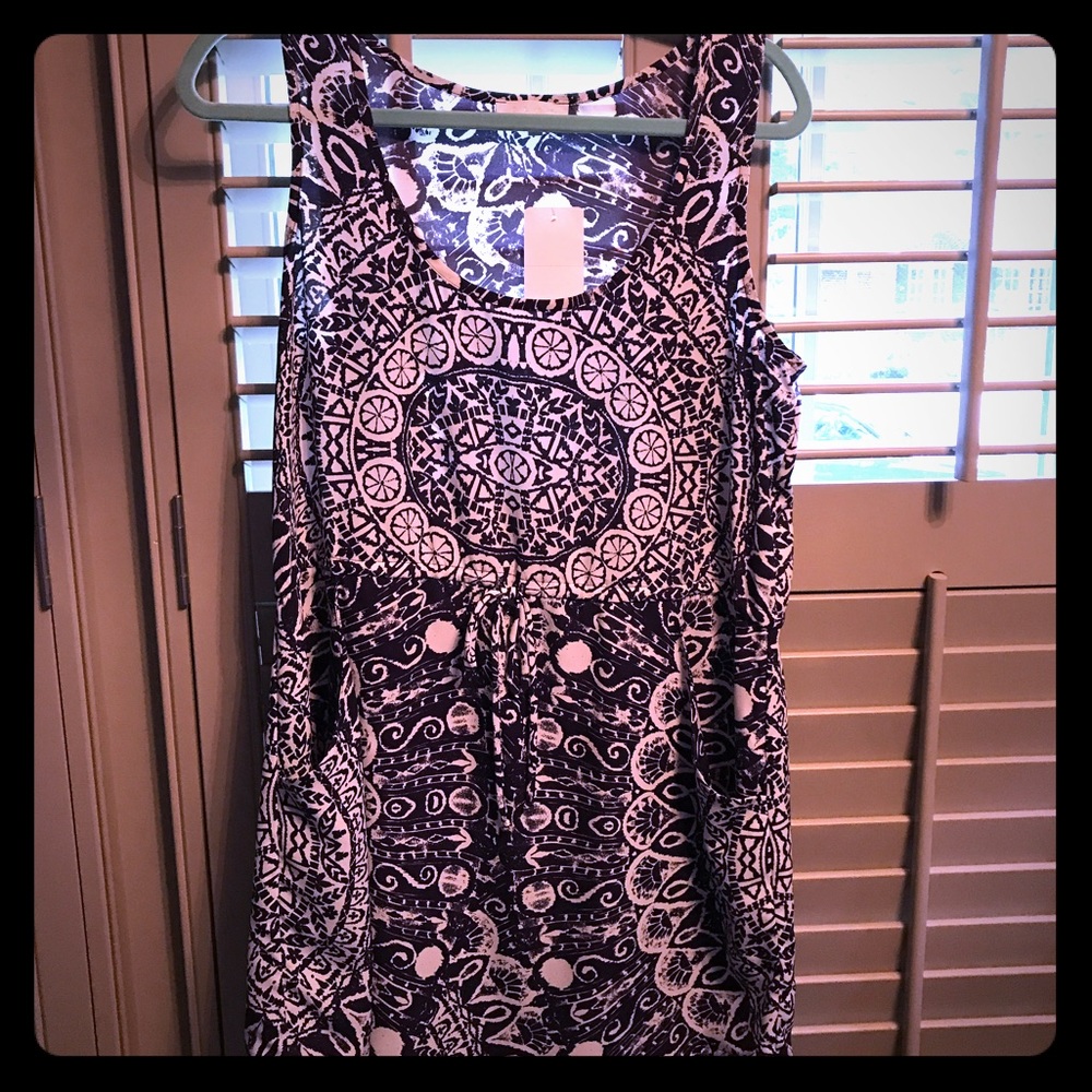 NWT Glam blue & white dress w/ drawstring waist
