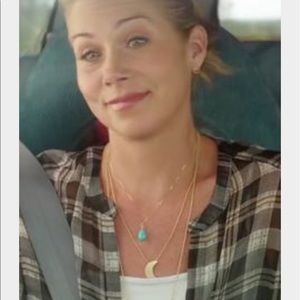 Turquoise stone and moon necklace