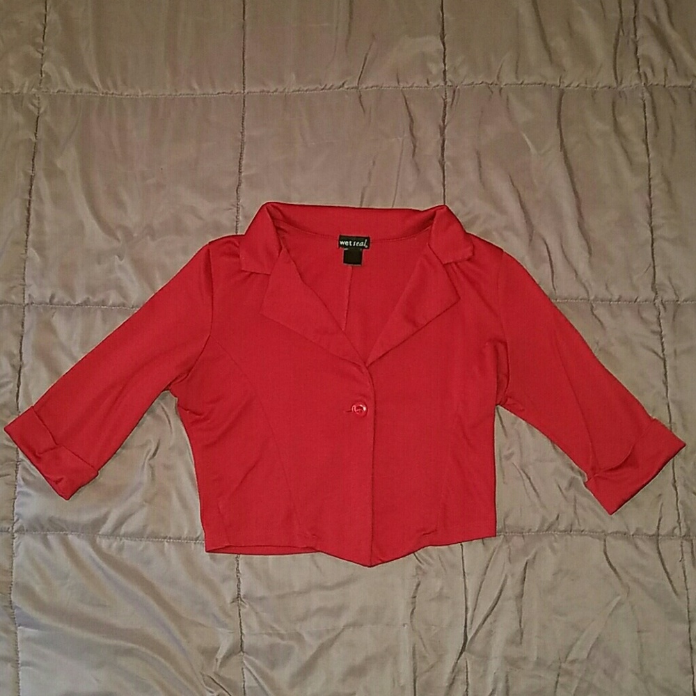 ❤Wet Seal Red Cropped One Button Blazer/Shrug❤