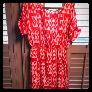 Everly dress in coral & white. Women's size large