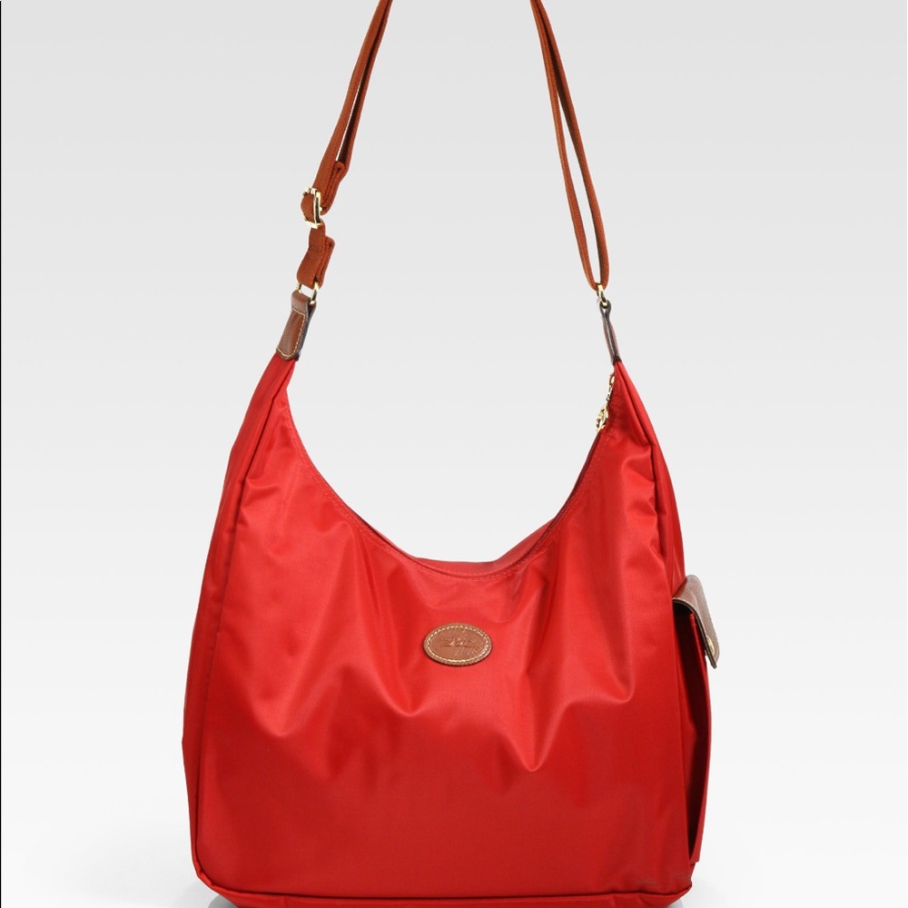 Red Longchamp Pliage Hobo Crossbody