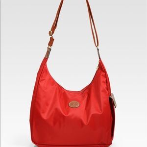 Red Longchamp Pliage Hobo Crossbody