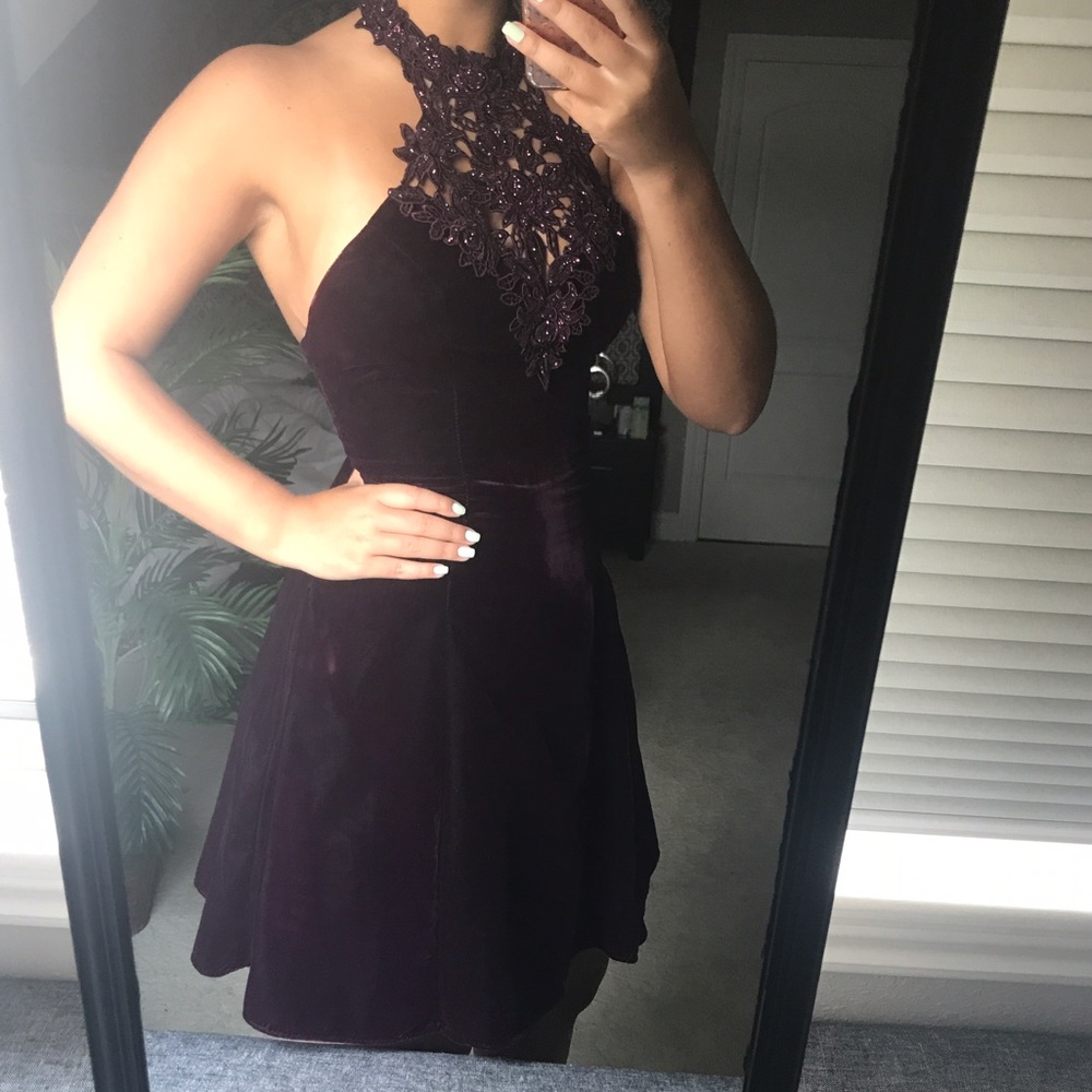 Purple Velvet Homecoming Dress Prom Dress
