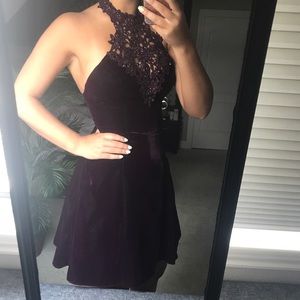 Purple Velvet Homecoming Dress Prom Dress