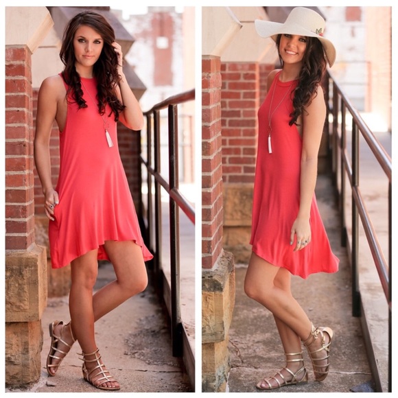 Coral Sleeveless Shift Dress - Picture 3 of 6