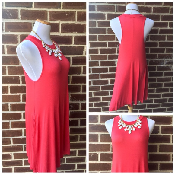 Coral Sleeveless Shift Dress - Picture 4 of 6