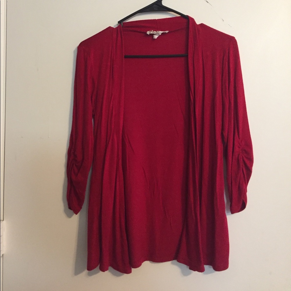 Red cardigan