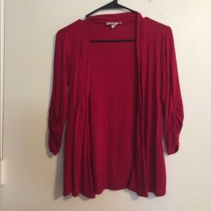 Red cardigan