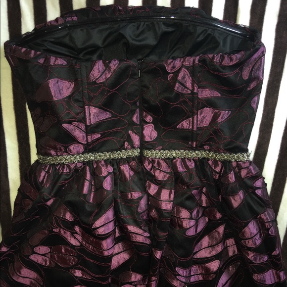 Strapless deep purple and black mini dress - Picture 5 of 8