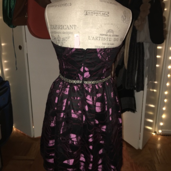 Strapless deep purple and black mini dress - Picture 7 of 8
