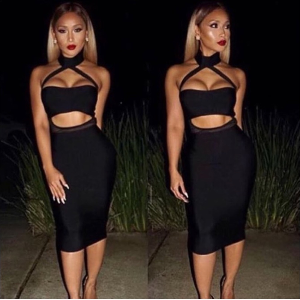 Black Crisscross with Collar Dress