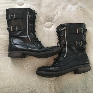 Black combat boots, Sz 8