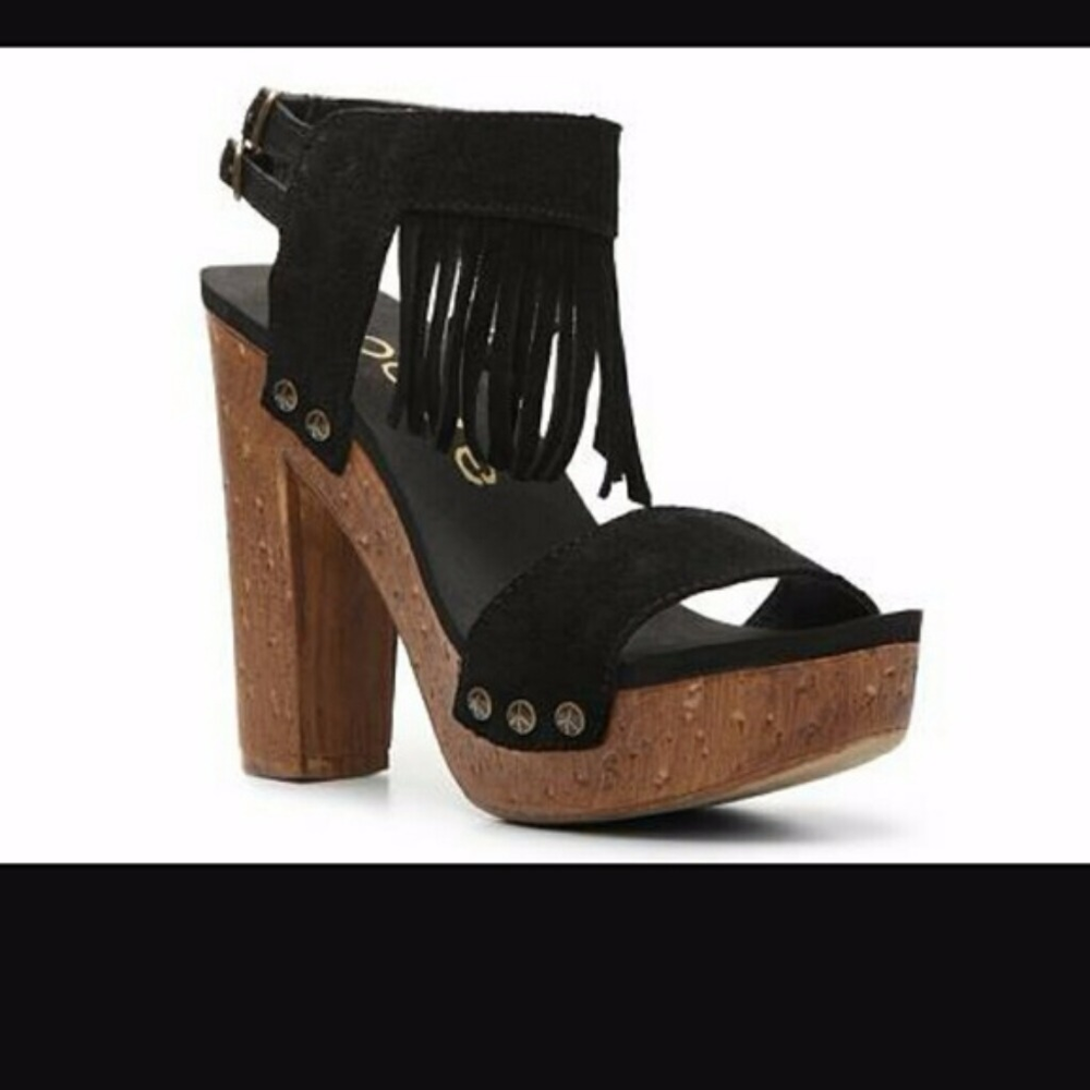Groove Midnight Fringe Wood Heels