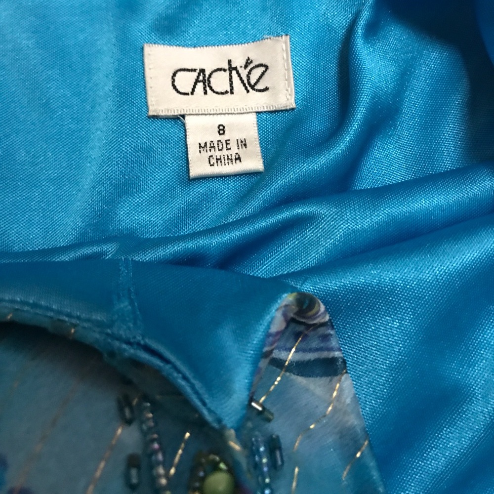 [Cache] Blue Beaded Embellished Evening Dress 8 - Picture 4 of 7